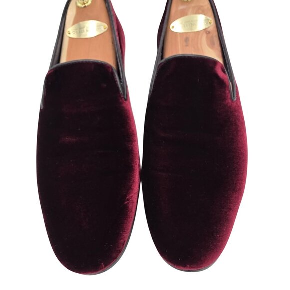Italy To Boot Adam Derrick Mens 8M Garnet Red Velvet Dress Shoes Loafers Slipper - Picture 13 of 16